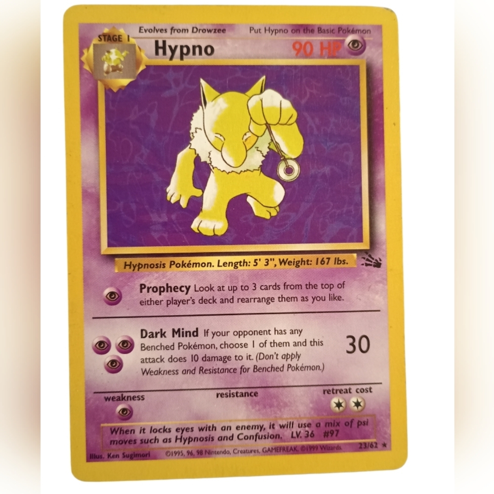 Pokémon Hypno - Fossil Set - 23/62 - Rare Card